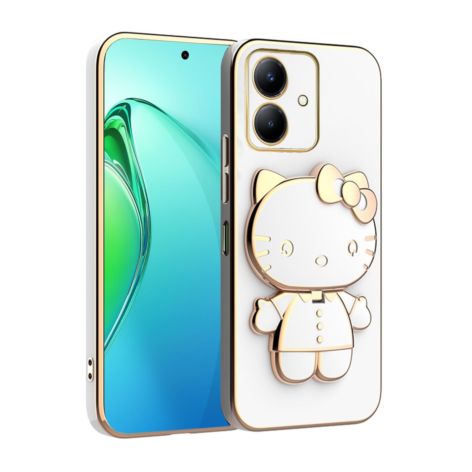 V-TAN Electroplated 3D Kitty Folding Stand and Mirror Back Case Compatible with Motorola g54 5G (White) (B0DBDYXBZX) Amazon Price History, Amazon Price Tracker