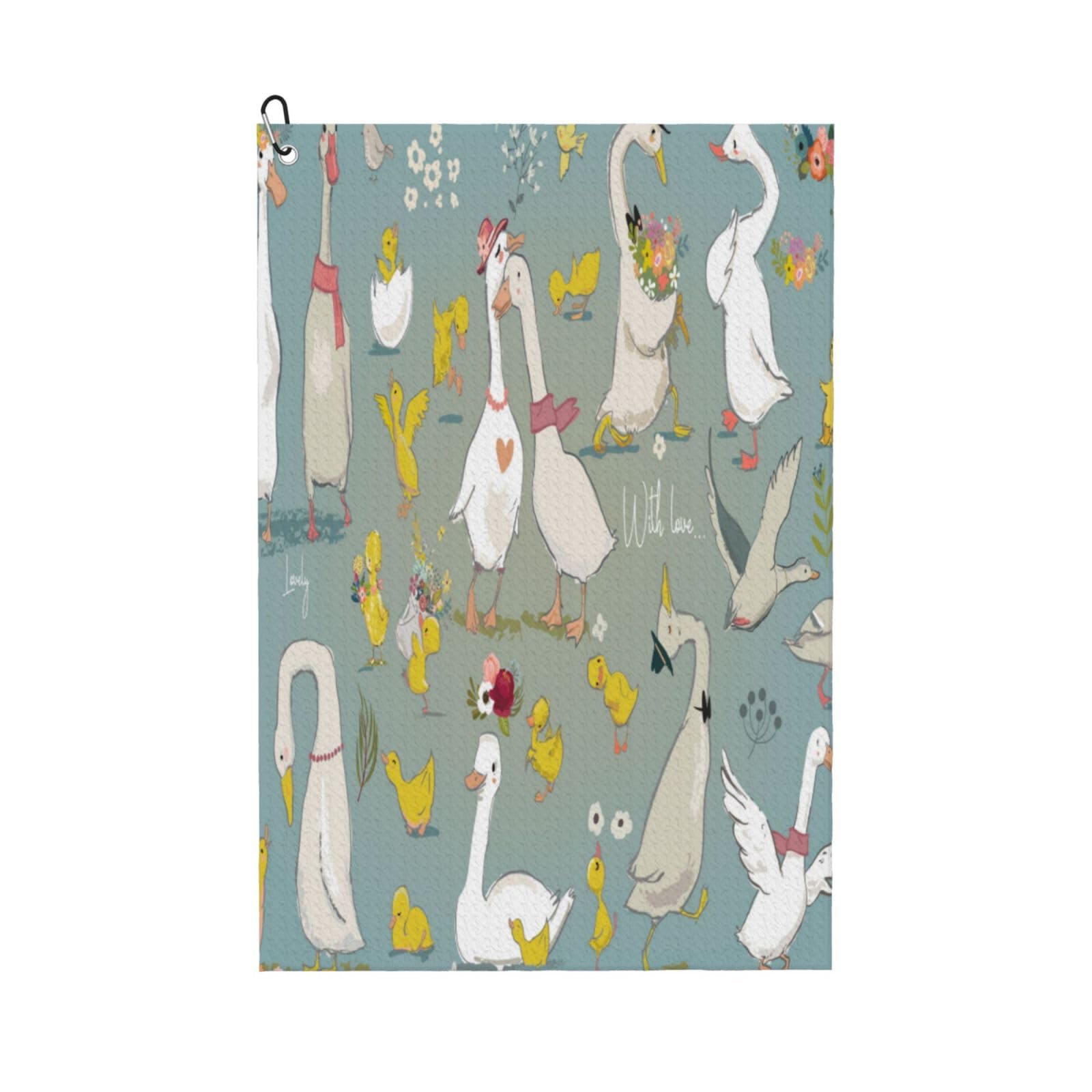 AOOEDM Cute Farm Birds Print Golf Towel with Carabiner Clip Absorbent Microfiber Golf Towel for Cleaning Golf Ball Club Putter Iron for Golf Bag Trolly Belt Loop 16" X 24"