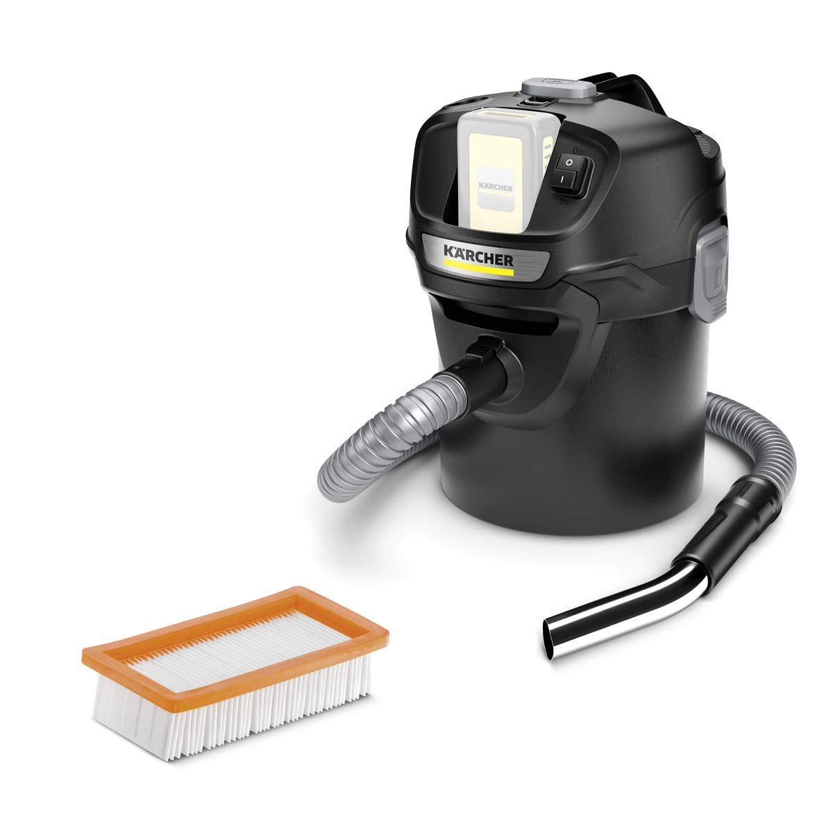 Kärcher 18 V Akku-Asche- und Trockensauger AD 2 Akku ideal für die Reinigung von Kamin- und Pelletöfen, flammhemmendes Material, 1-teiliger Filter, 14 l, 230 W & Battery Power 18/50, 18 V, 5 Ah