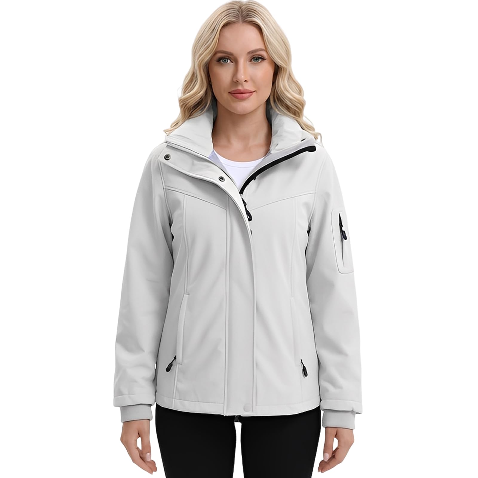 Veste softshell imperméable femme à capuche manteau extérieur décontracté - 7