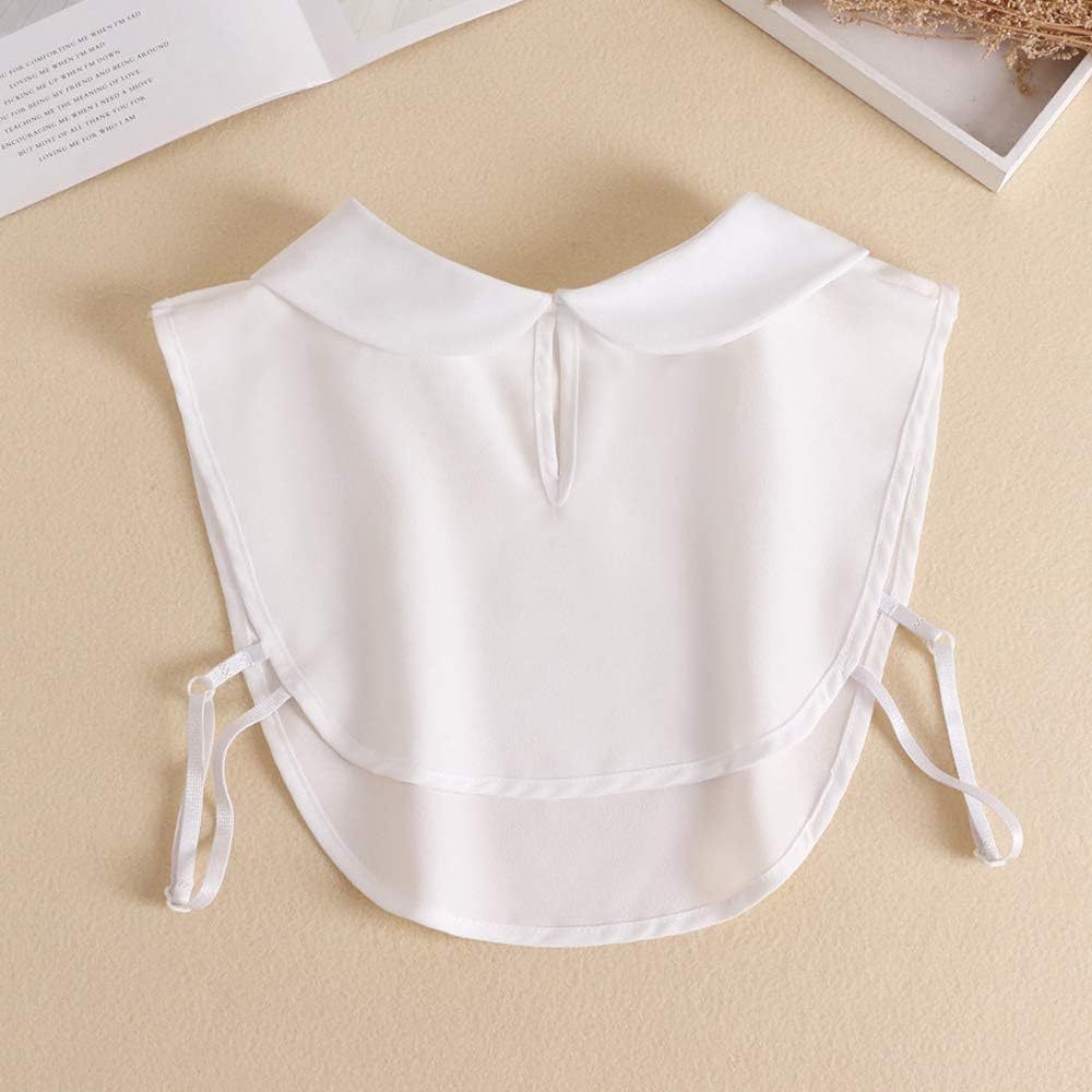 Lady Half-Shirt Blouse Detachable Lace chiffon Fake Collars Dicky Collar Faux Collar (06WHITE) - Image 6