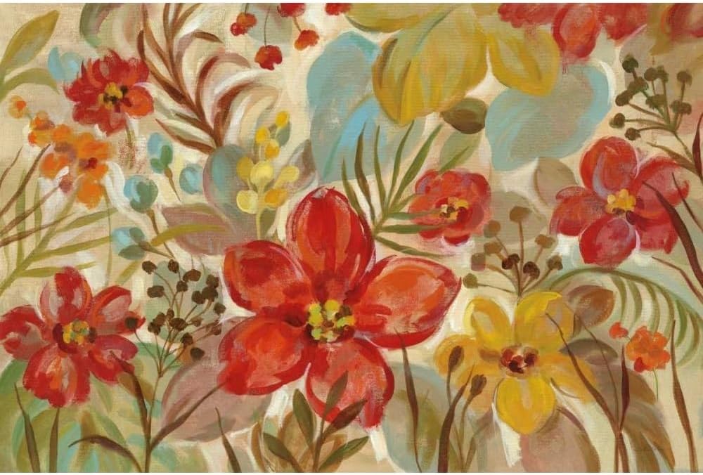 ArtDirect Tropical Flowers 48x32 Huge Gallery Wrapped Canvas Museum Art by Vassileva, Silvia