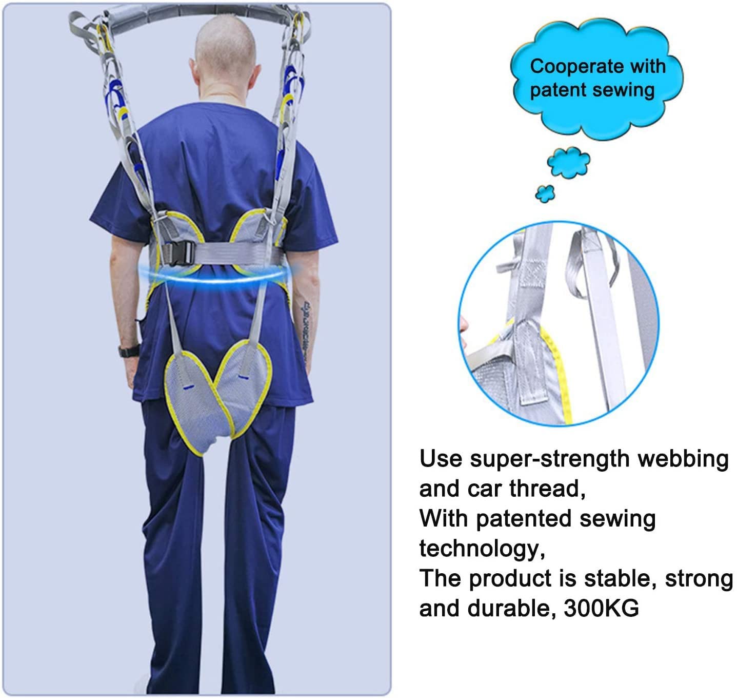 Moving Assist Medical Safety Mesh Lifting Sling per infermieristica, anziani, disabili – imbracatura di sollevamento paziente, imbracatura per camminare in piedi