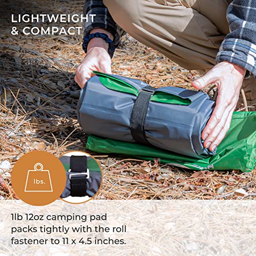 Hyke-Byke-Appalachian-Inflatable-Sleeping-Pad-for-Camping-and-Backpacking-WR-70-D-Ripstop-Nylon-Fabric-76-x-24-in-Long-Gray-Green