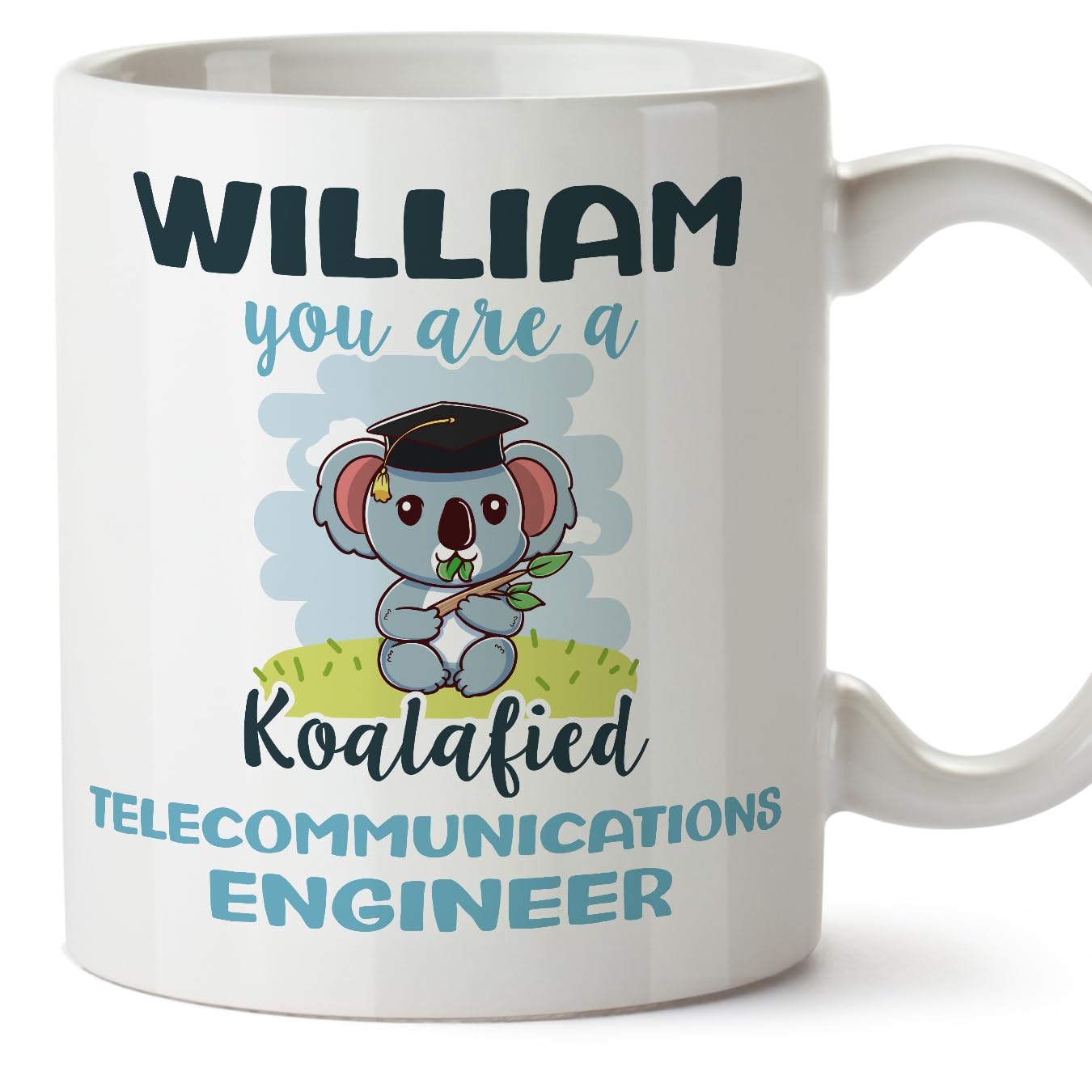 MUGFFINS Personalised Mug for Telecommunications Engineer man - in English - Custom Koalafied - Funny Custom Gift for Colleagues - Ceramic 11oz Mug — image 1