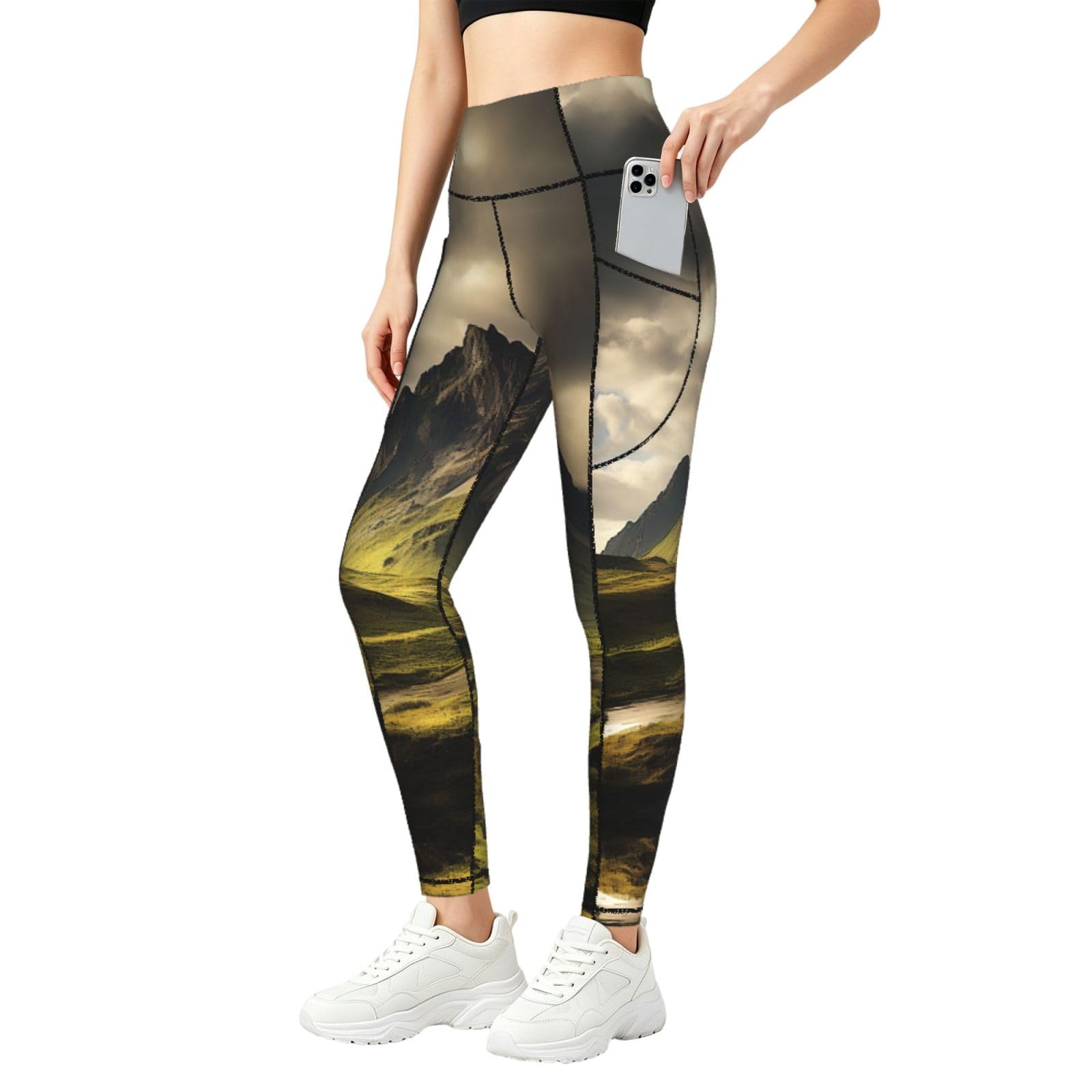 Leggings con estampado de Islandia elásticos, pantalones de entrenamiento mujer con bolsillos útiles 8