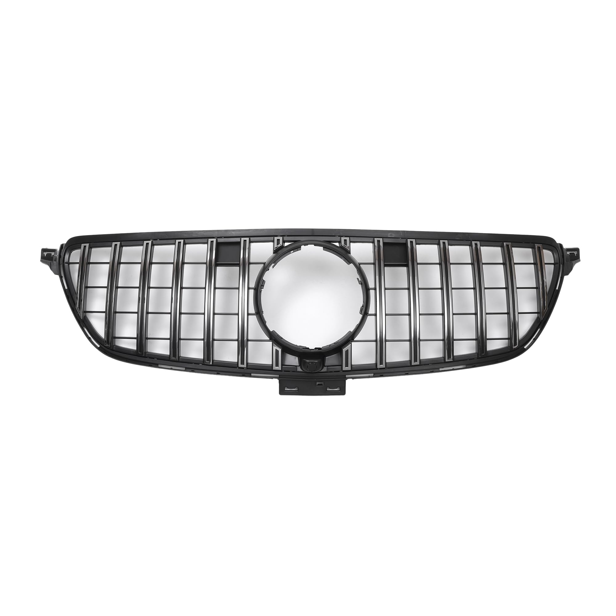 X AUTOHAUX Black Chrome Silver Tone Front Upper Hood Bumper Grille Grill for Mercedes-Benz GLE 2015-2019 Front Upper Bumper Kidney Grille Grill 1pcs
