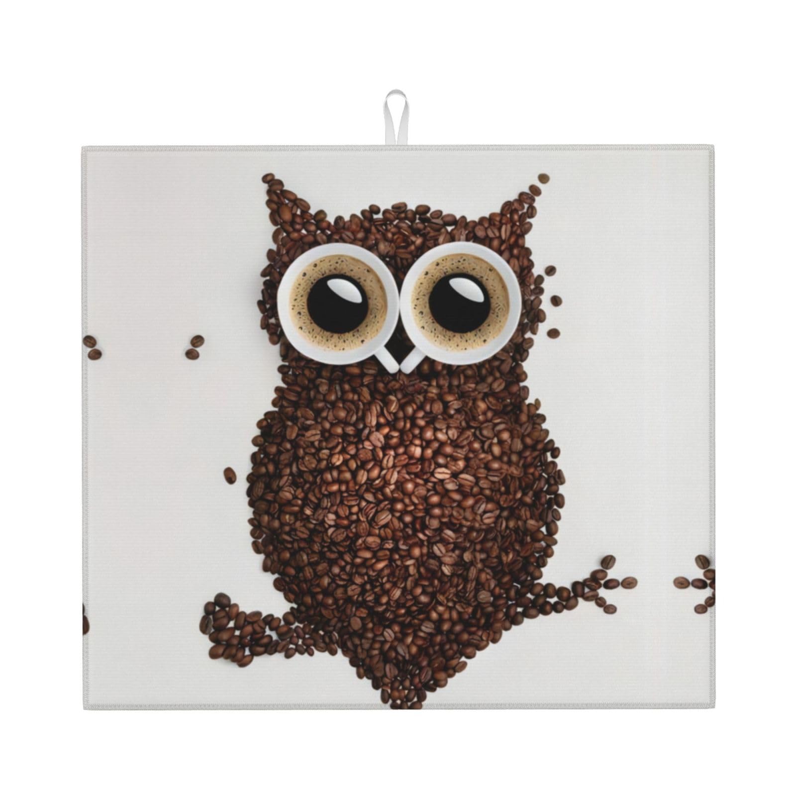 Yyhwhjde Black Coffee Bean Owl Prints Kitchen Drying Mat – Absorbent Dish Throw For Countertop, Non-Slip Quick-Dry Layer With Vibrant Prints, Ideal For New Home Gift