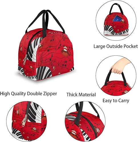 Miniatura 5 de Piano Keys Lunch Tote Bag for Women Adult Men Musical Note Insulated Lunch Box Small Leakproof Cute Lunchbox Cooler Bag Reusable Lunch Bag for Work
