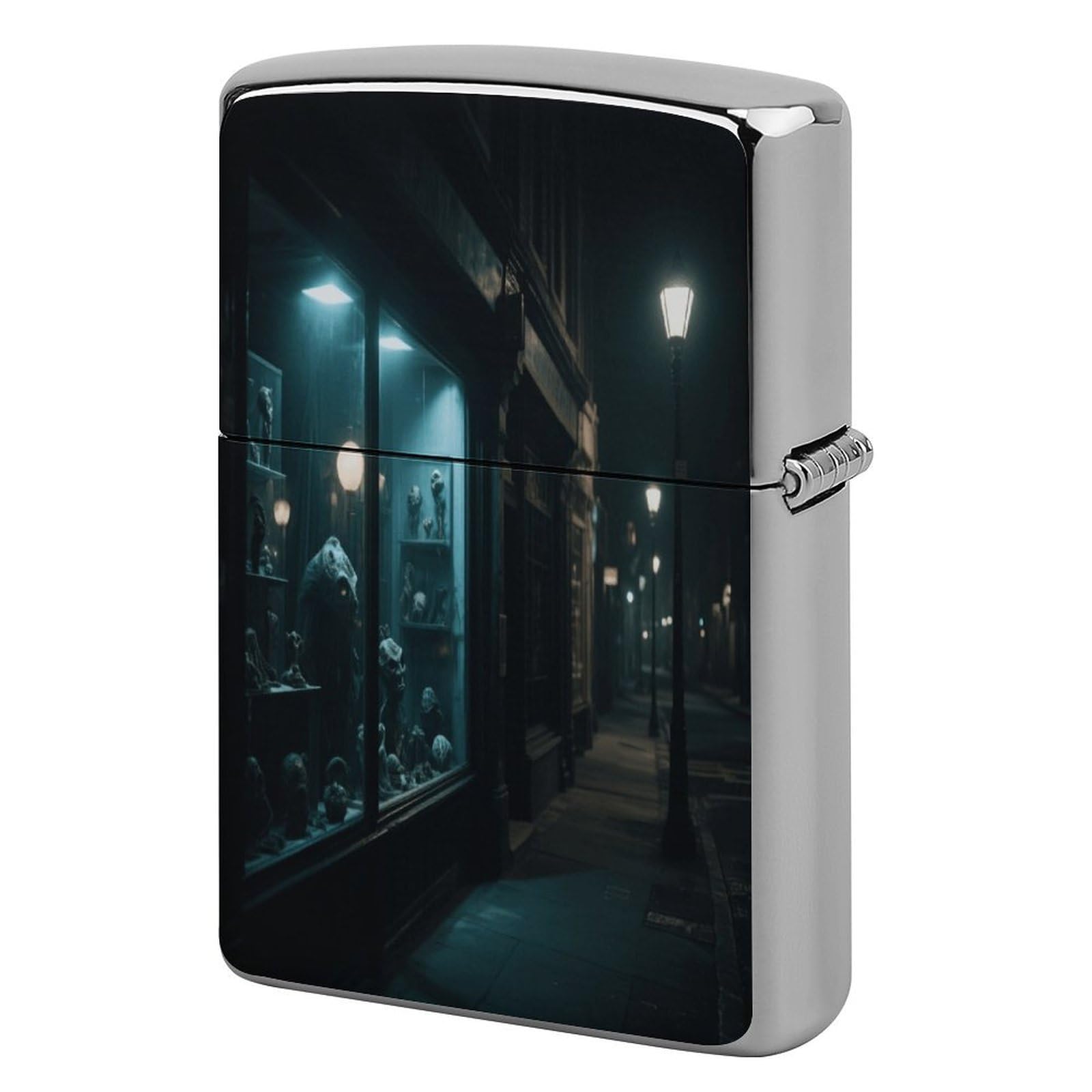 Fekiloot Style Mysterious Window On The Street Lighter Case Cover Metal Lighter Case