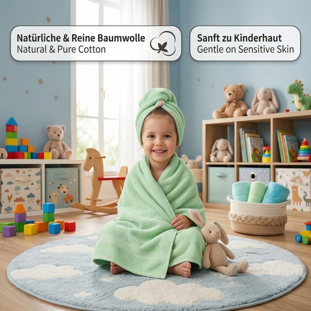 Betz 4 Stück Duschtücher Set Duschtuch Duschhandtuch Strandlaken Badetuch Palermo 100% Baumwolle Größe 70 x 140 cm Farbe grün und türkis