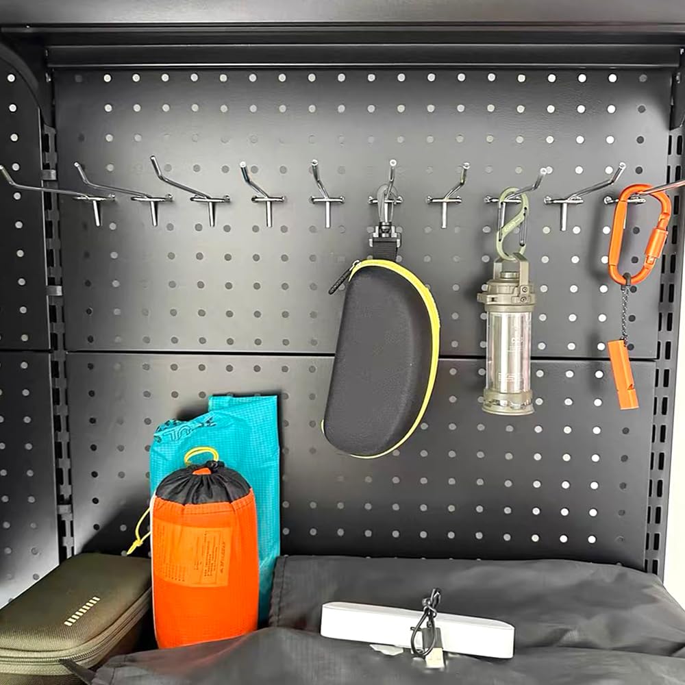 Youery Gatenwandhaken, 50 stuks gatenwand, accessoires, zwart, gereedschapswandhaken, gatenwandhaken, gatplaathaken, pegboard, eenvoudige haak voor garage, rek, werkplaats (5 cm/10 cm/15 cm