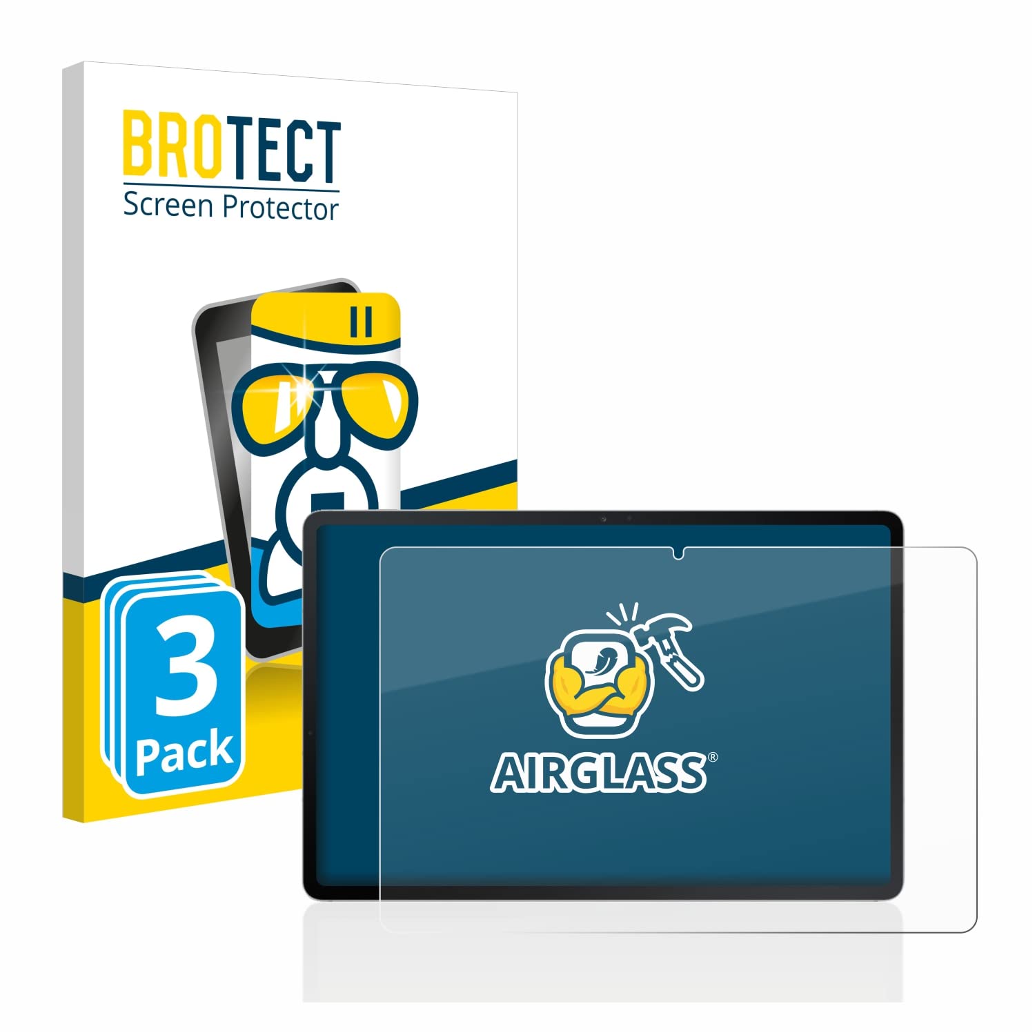 brotect Pellicola Protettiva Vetro per Samsung Galaxy Tab S7 FE (in formato orizzontale) Protezione Schermo (3 Pezzi) [Durezza Estrema 9H, Chiaro]