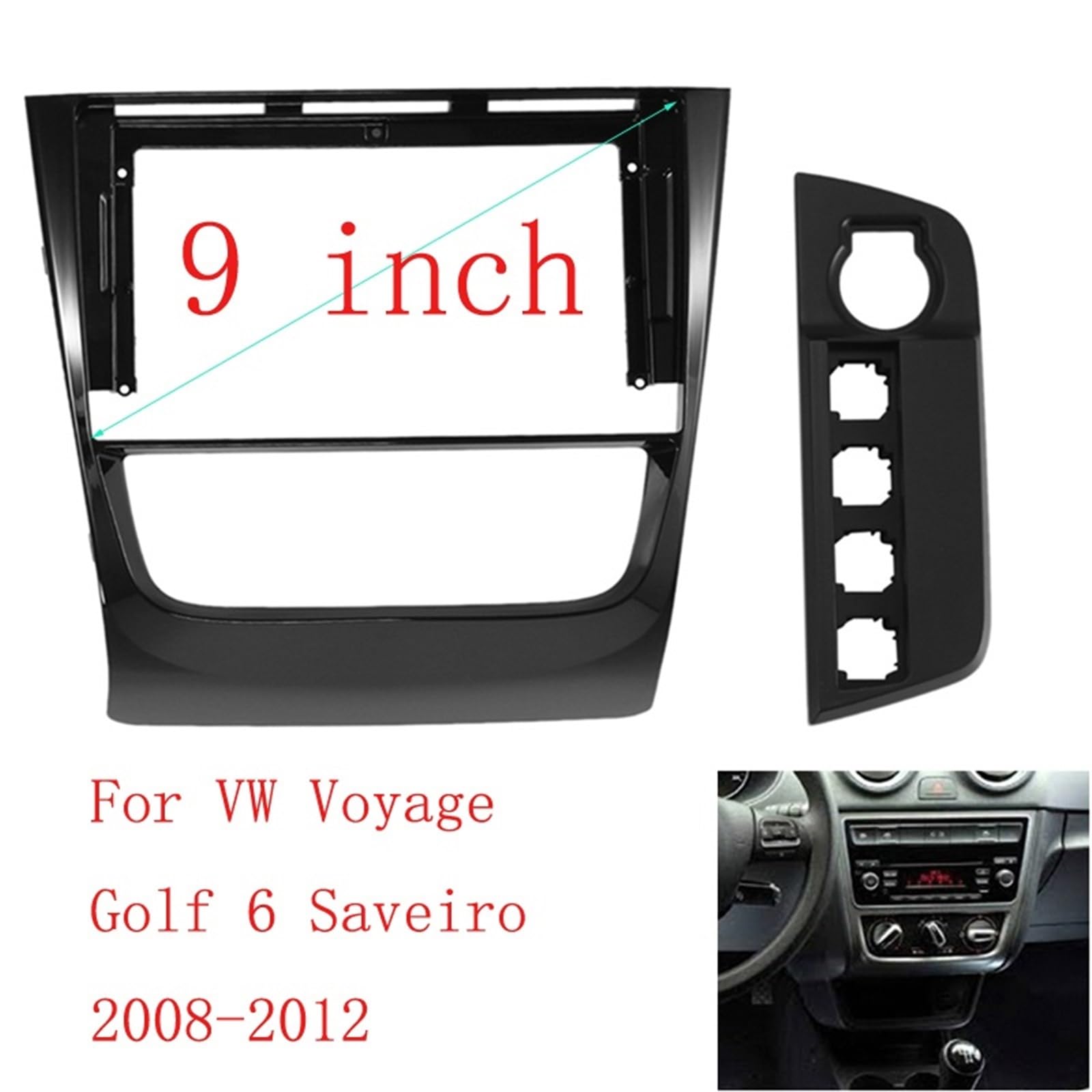 Cadre Radio Cadre Façade Adaptateur de Plaque de Cadre stéréo DVD, adapté pour VW Golf MK6/Voyage/Saveiro, autoradio Fascia
