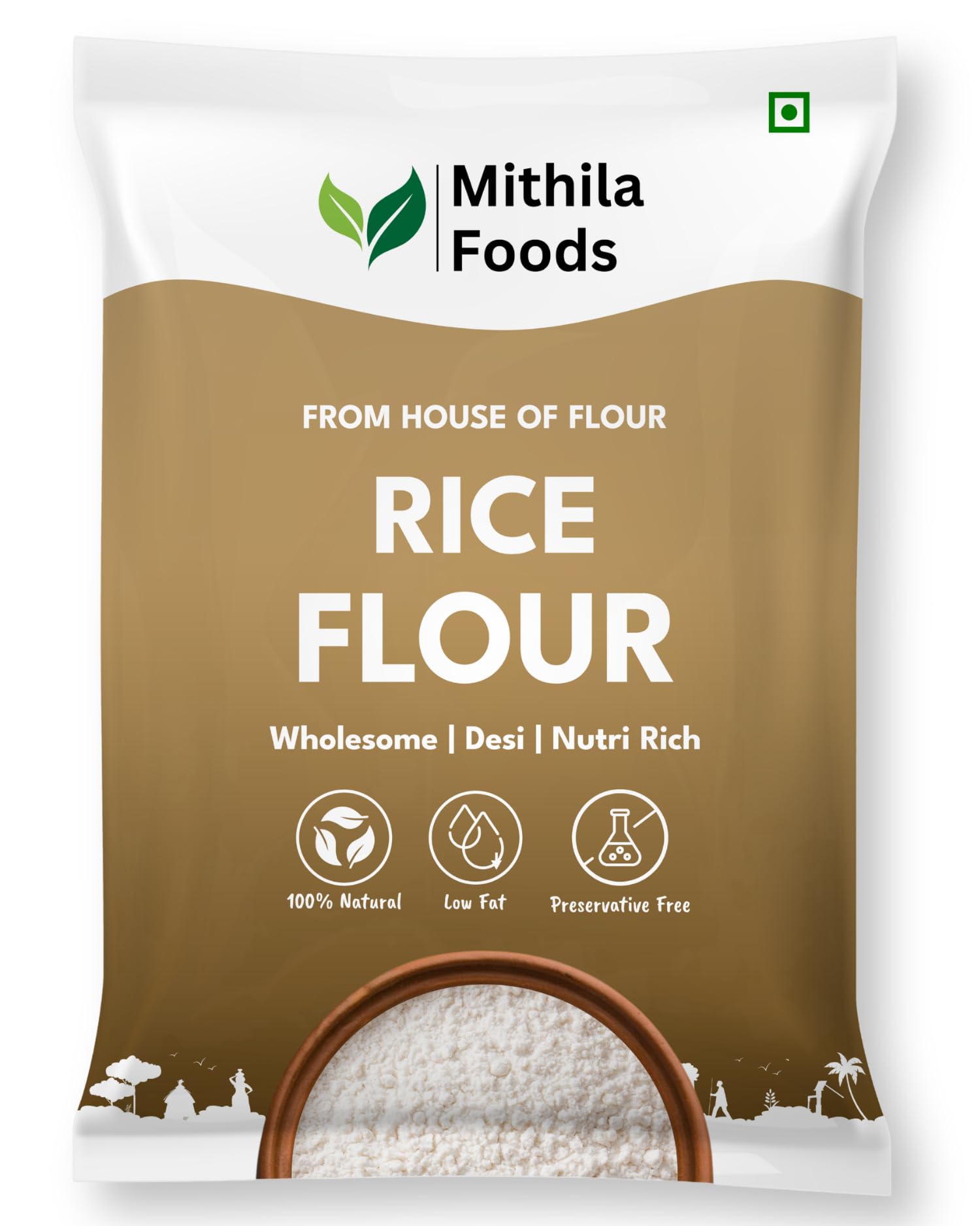 MITHILA FOODS 2 Kg Rice Atta | Gluten-Free Chawal Ka Atta | Stone-Ground for Soft Rotis, Pitha & Idiyappam | High Fibre & Easy to Digest | No Preservatives | Authentic Traditional Flavor from Bihar