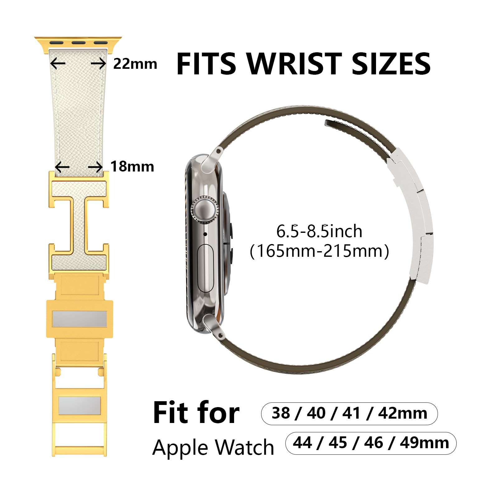 Leather Watch Band with Magnetic Buckle,Dressy Apple Watch Ultra Leather Band Rugged Durable Replacement Strap for Men & Women — view 6