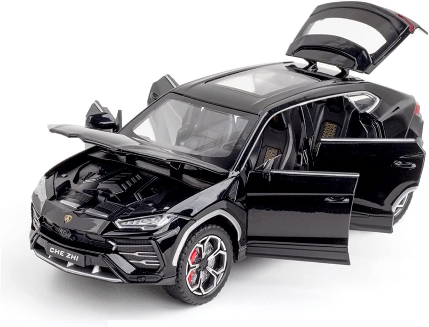 SGT 1:24 Lamborghini Urus Car Model, Diecast Pull Back Car Toy car , Doors Open, Light and Sound, Boys Toys Kids Adults Gifts (BLACK)