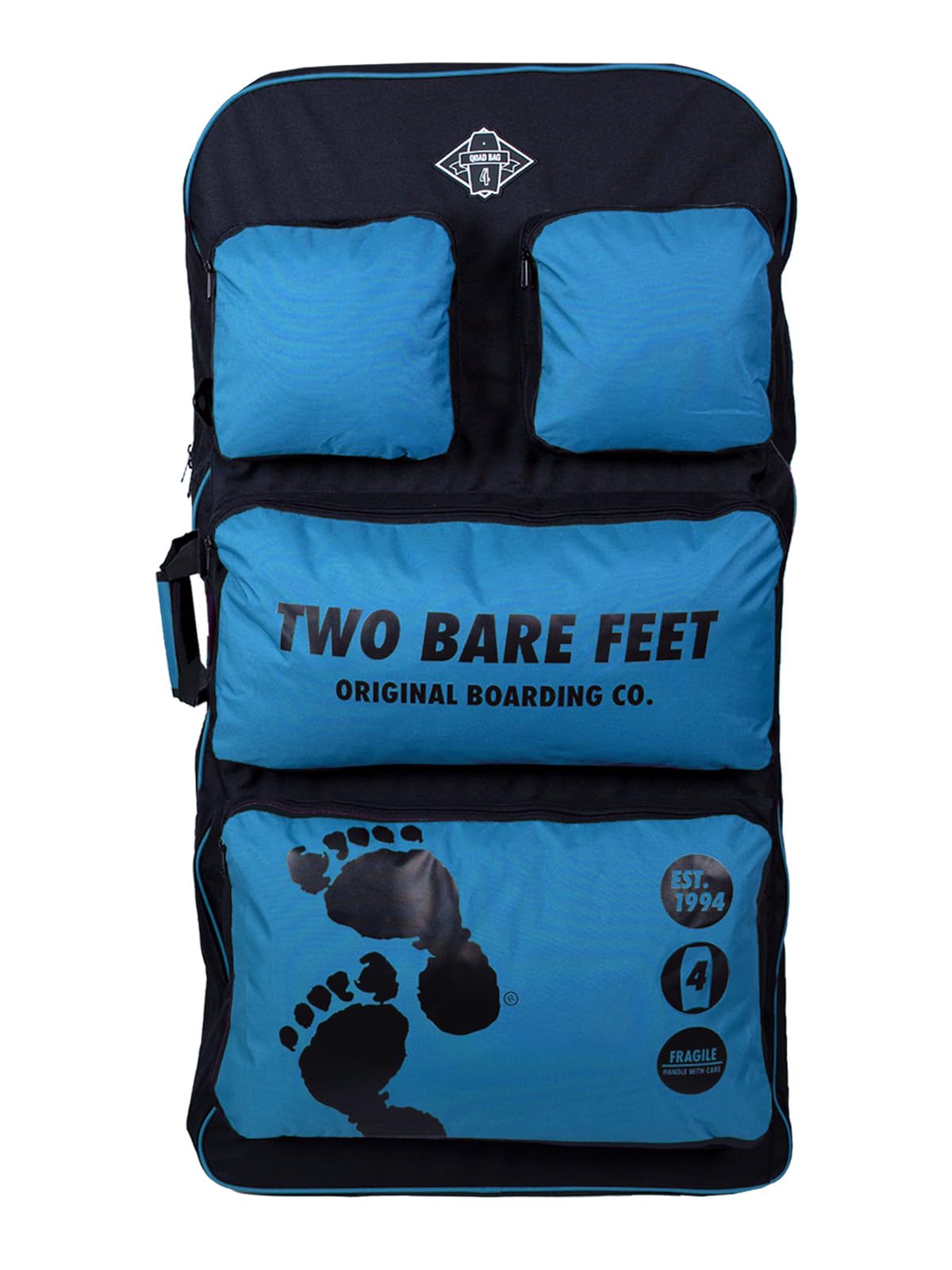Two Bare Feet 44" Bodyboard Carry Bag – Heavy Duty, Padded Shoulder Straps, Sturdy Side Handle, Durable Zippers, Travel & Beach Ready – Multiple Colours, Multiple Sizes (Blue, Quad Bag) — image 1