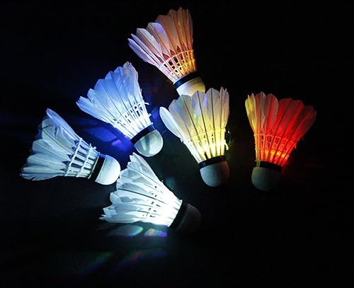 Miniatura 3 de Juego de bádminton LED Shuttlecock Dark Night Glow Birdies Iluminación para actividades deportivas al aire libreinterior, colorido juego de 4