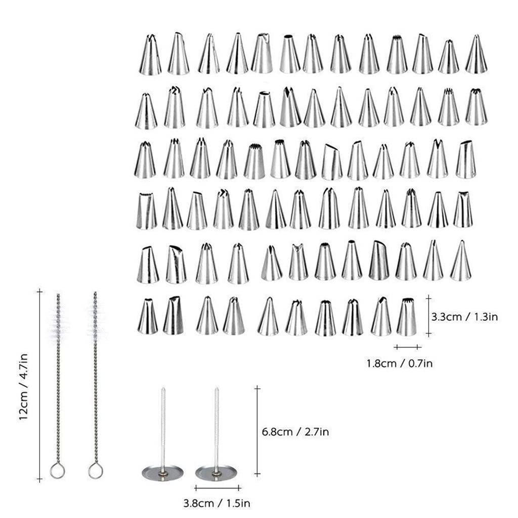 Kit de 100 Piezas para Decorar Pasteles: Incluye Mangas pasteleras, boquillas, espátula y alisador.
