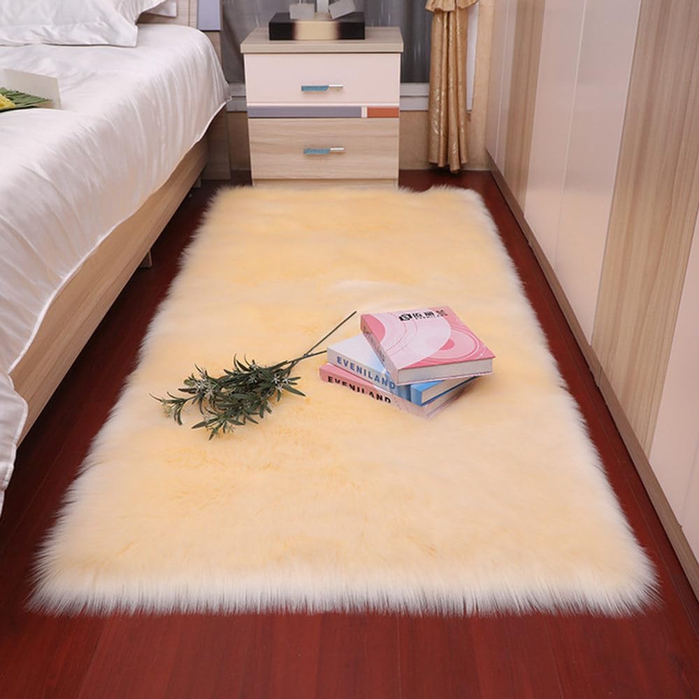 Baie vitrée tapis blanc poilu anti-froid pour sol de salon