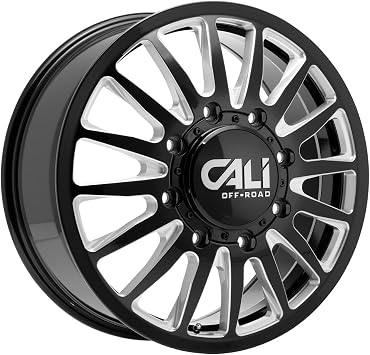 CALI OFF-ROAD 9110D-2870BMF115 Summit Dually Front 9110 Gloss Black/Milled Spokes 20X8.25 8-170 115mm 124.9mm