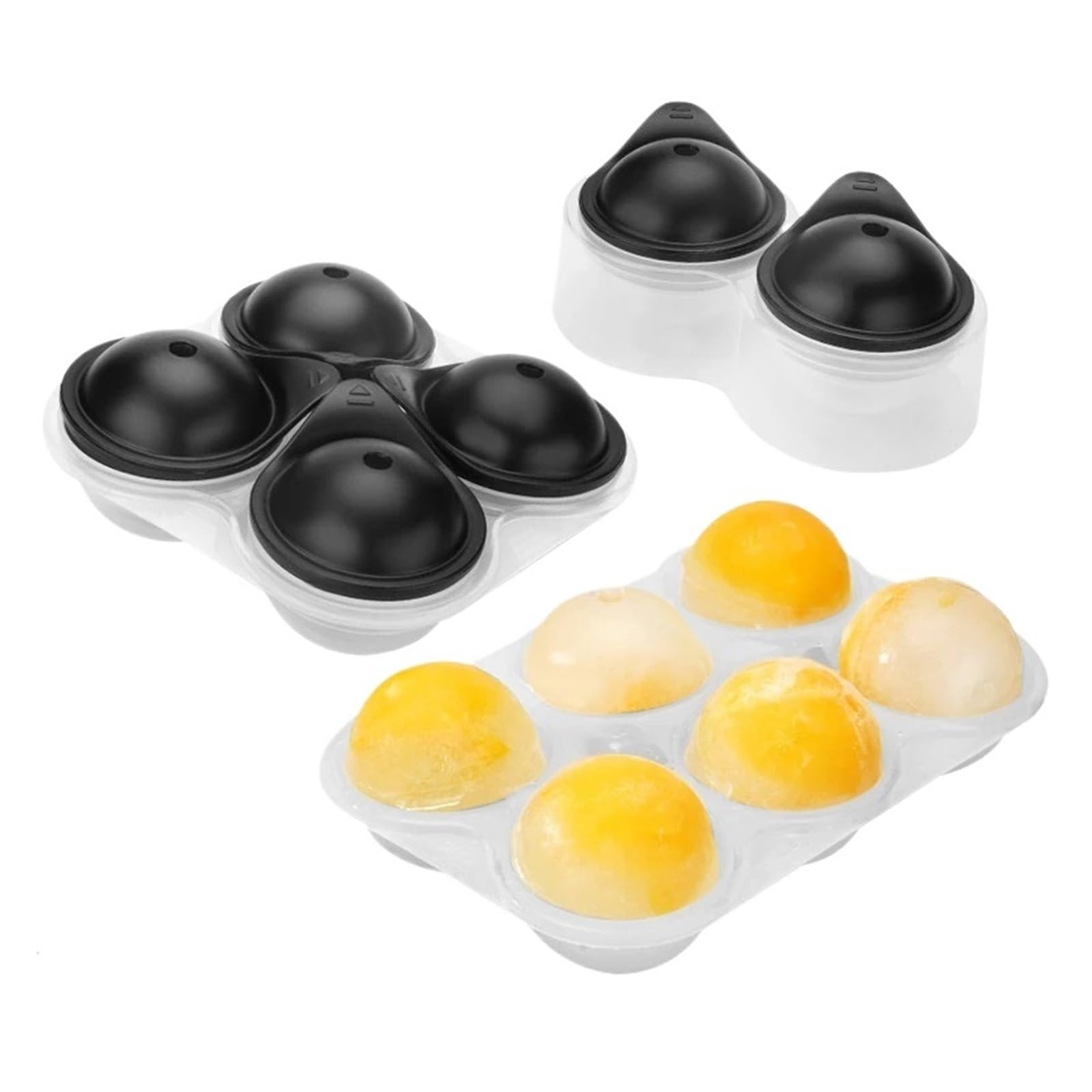 Molde de bolas de hielo de silicona, molde esférico, bandeja grande | Material de silicona, forma esférica o redonda, opciones de 2, 4 o 6 cavidades por juego(2 Cup)