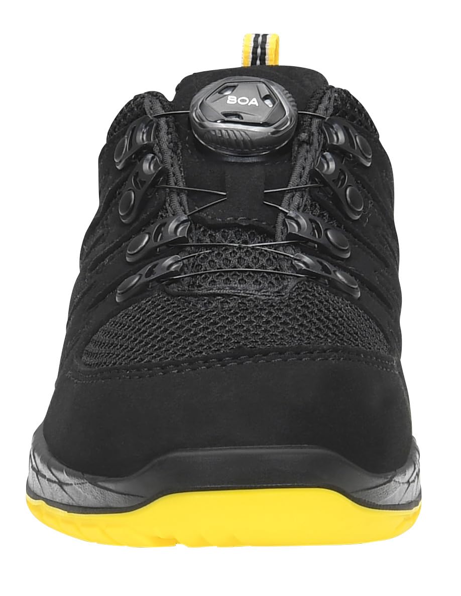 ELTEN Berufsschuh Maddox BOA Black-Yellow Low ESD O1, Damen und Herren, Textil, leicht, sportlich, Schwarz/Gelb 38, Schwarz|Gelb