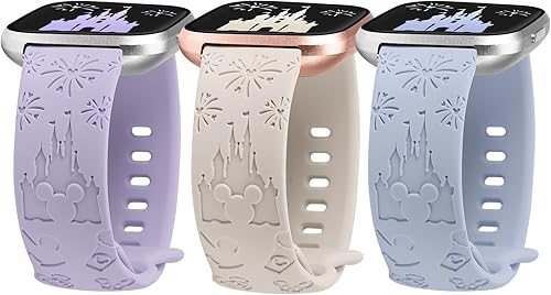 Girovo Correa grabada de dibujos animados compatible con Fitbit Versa 2 BandVersa LiteVersa Band para mujer, lindas correas de repuesto de silicona