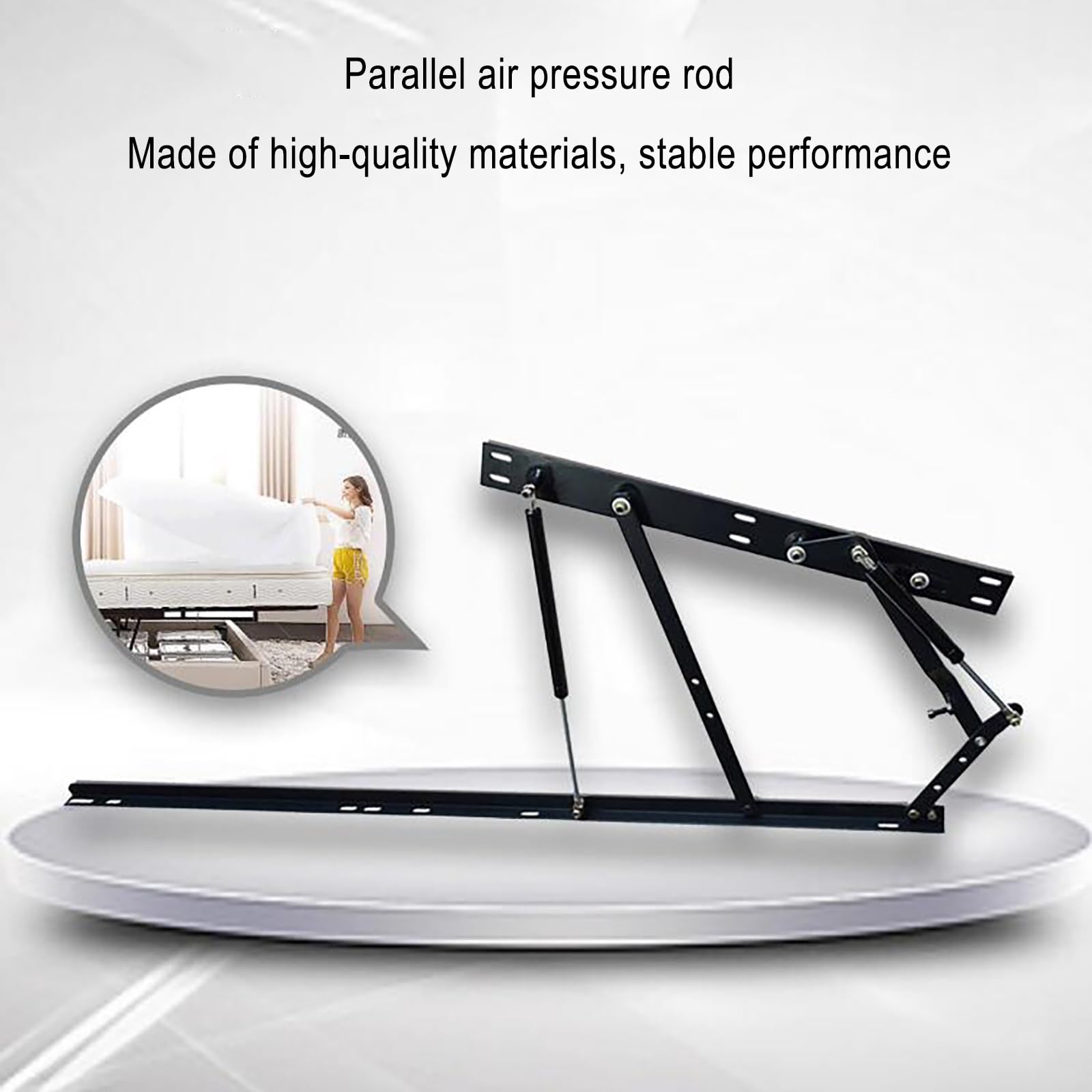 Mecanismo de elevación de amortiguador de gas, 2 piezas de 1510 mm, soporte de elevación de cama hidráulico con bisagra plegable neumática, sistema de elevación de colchón para subir y bajar