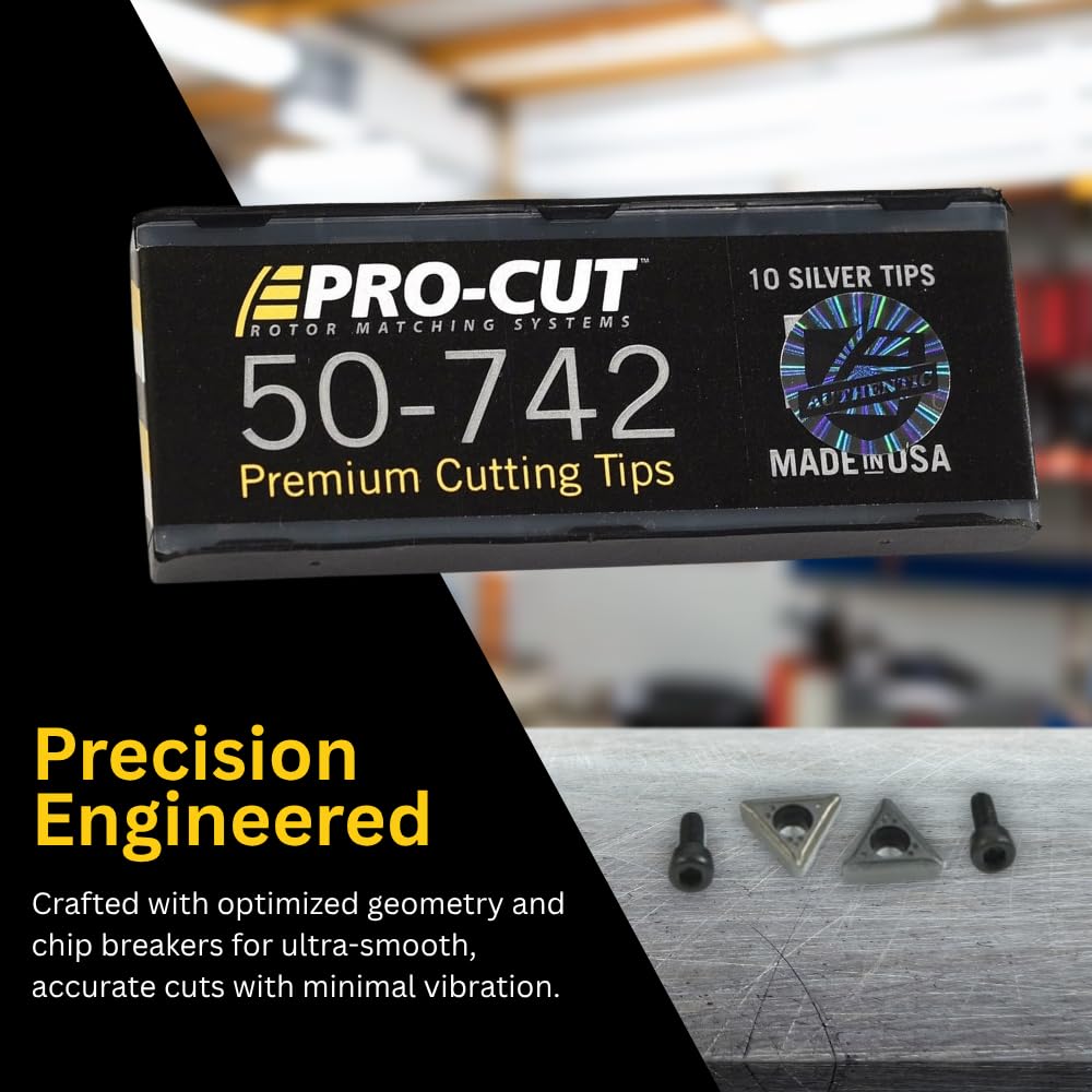 PRO-CUT 50-742 Premium Carbide Cutting Tips Precision Brake Lathe Bits for Rotor Matching Systems | Made in USA 10 Pack product thumbnail 4