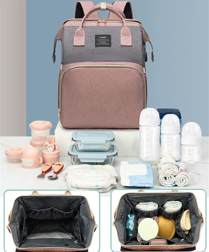 YUDOXN Multifunzionale Per il Cambio Del Pannolino,Impermeabile Resistente Ai Graffi Stoffa Oxford Grande Capacità Borsa,Viaggio Portatile Con Letto Pieghevole