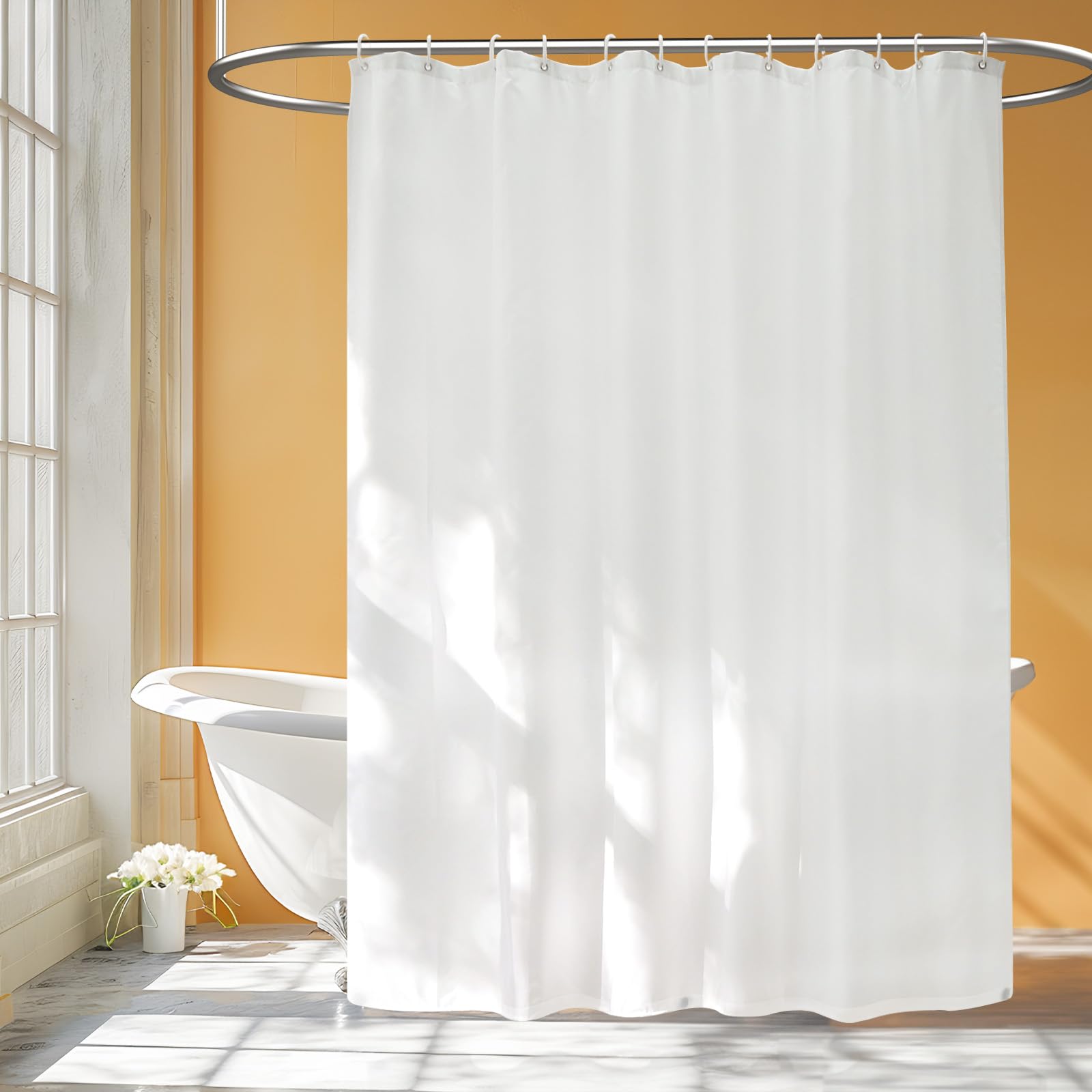 THAIGEE Hotel Quality Fabric Shower Curtain Liner - Water-Repellent, Machine Washable, 72x72" With Magnets