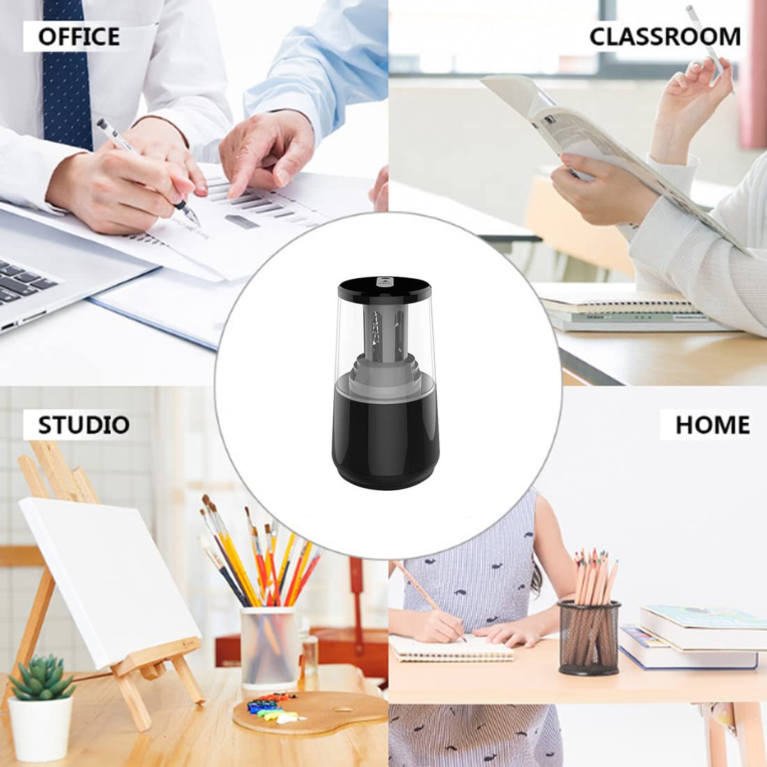 Taille-Crayon Automatique 丨 Mode Double Alimentation 丨 Protection Rapide Contre la surchauffe du Crayon 丨 Outils pour étudiants et bureautiques