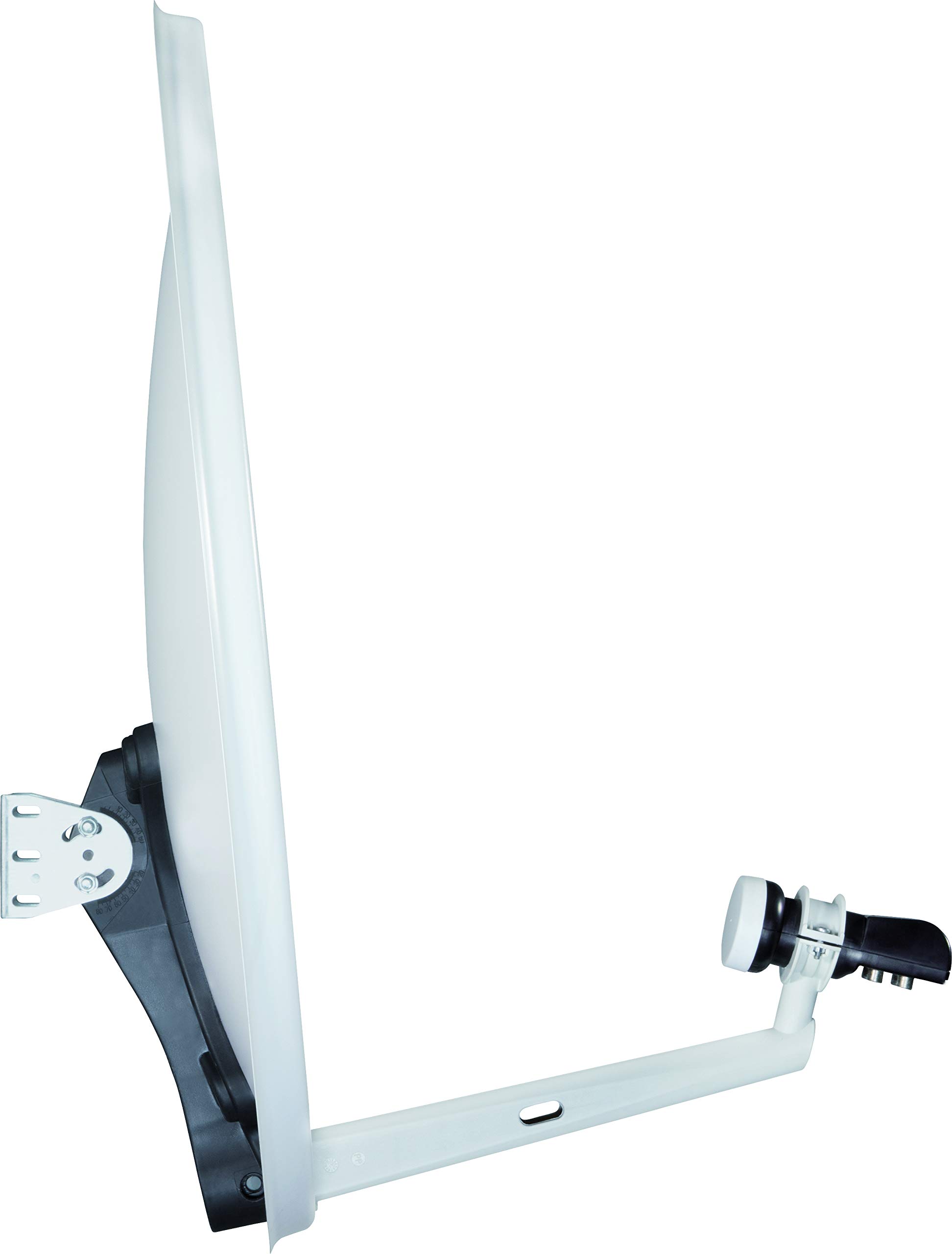 TechniSat TECHNITENNE 70 - Antena parabólica para 4 usuarios (sistema satelital digital de 70 cm, juego completo de antena con soporte de mástil e interruptor Quattro LNB) gris claro