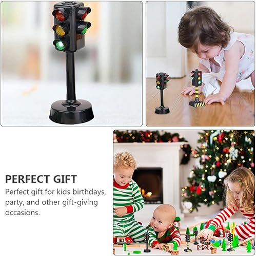 Miniatura 7 de STOBOK Luces de tráfico, 3 piezas de 1.8x1.8x4.3 in Señales de tráfico de juguete DIY Señales de tráfico Modelo Juguetes Niños Juguete de semáforo