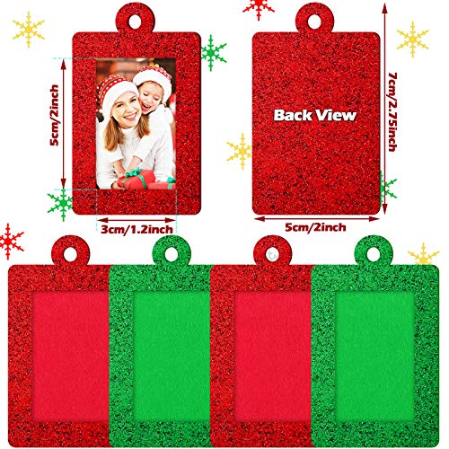 Jetec 36 Pieces Glitter Photo Frame Ornaments Bulk Christmas Tree Decorations Mini Felt Picture Frame Small Hanging Frame Xmas Gifts 2022 For Holiday Party Favors Supplies (Red, Green) #TOP1
