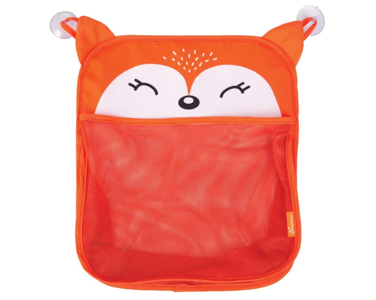 Dreambaby Orange Bath Toy Storage Basket & Net, Fox Design, Removable Wall Suctioned Bath Caddy, Baby Bath Toy Organiser, Shower & Bath Toy Bag, Kids Bathroom Toy Holder