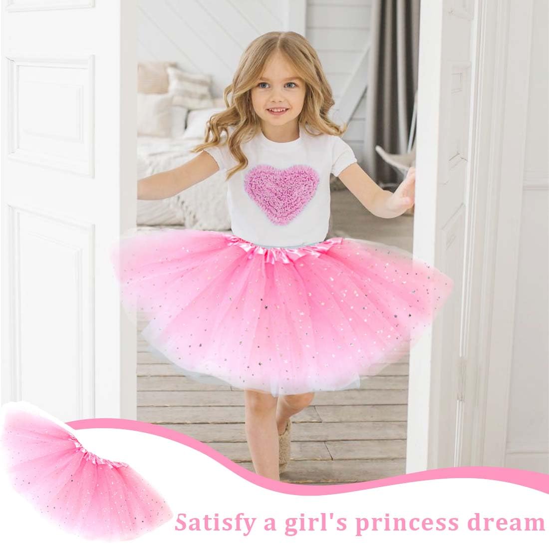 Falda tul niña para niñas 2-7 años tutus rosa