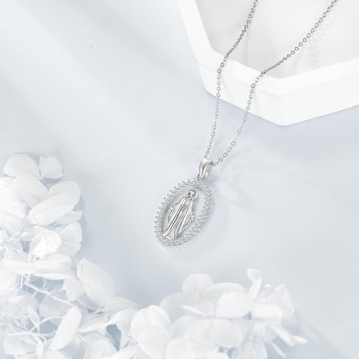 VONALA St Michael/Virgin Mary Necklace 925 Sterling Silver Amulet Coin Pendant Jewelry for Men Women - Image 3