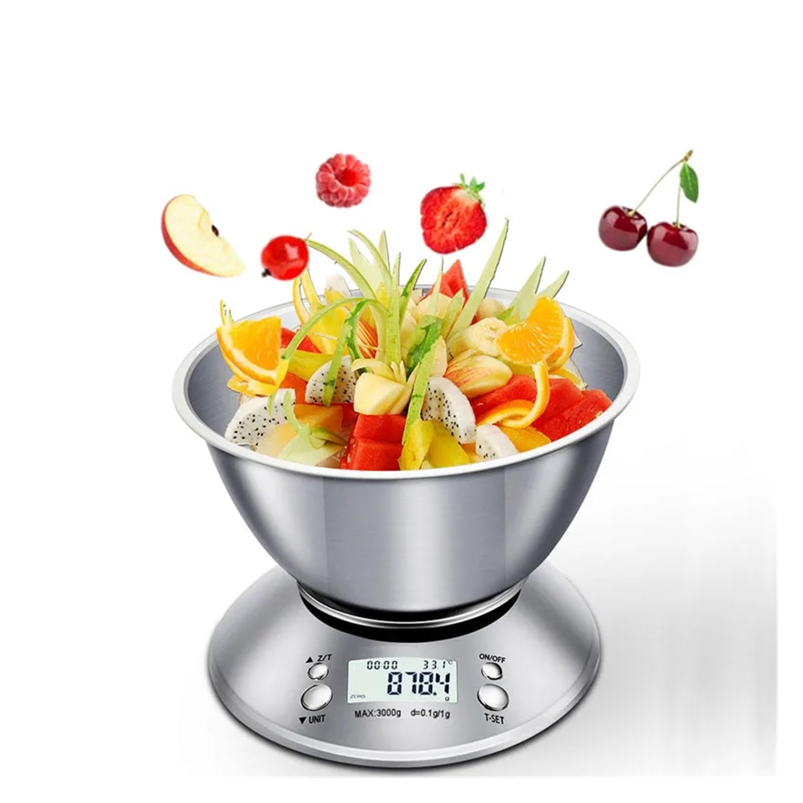 Wagi cyfrowe, 5Kg/1g 3kg/0.1g waga kuchenna z wyjmowaną tacą SS gotowanie żywności owoce elektroniczna cyfrowa waga pomiarowa LCD narzędzia do ważenia(5kg 1g)