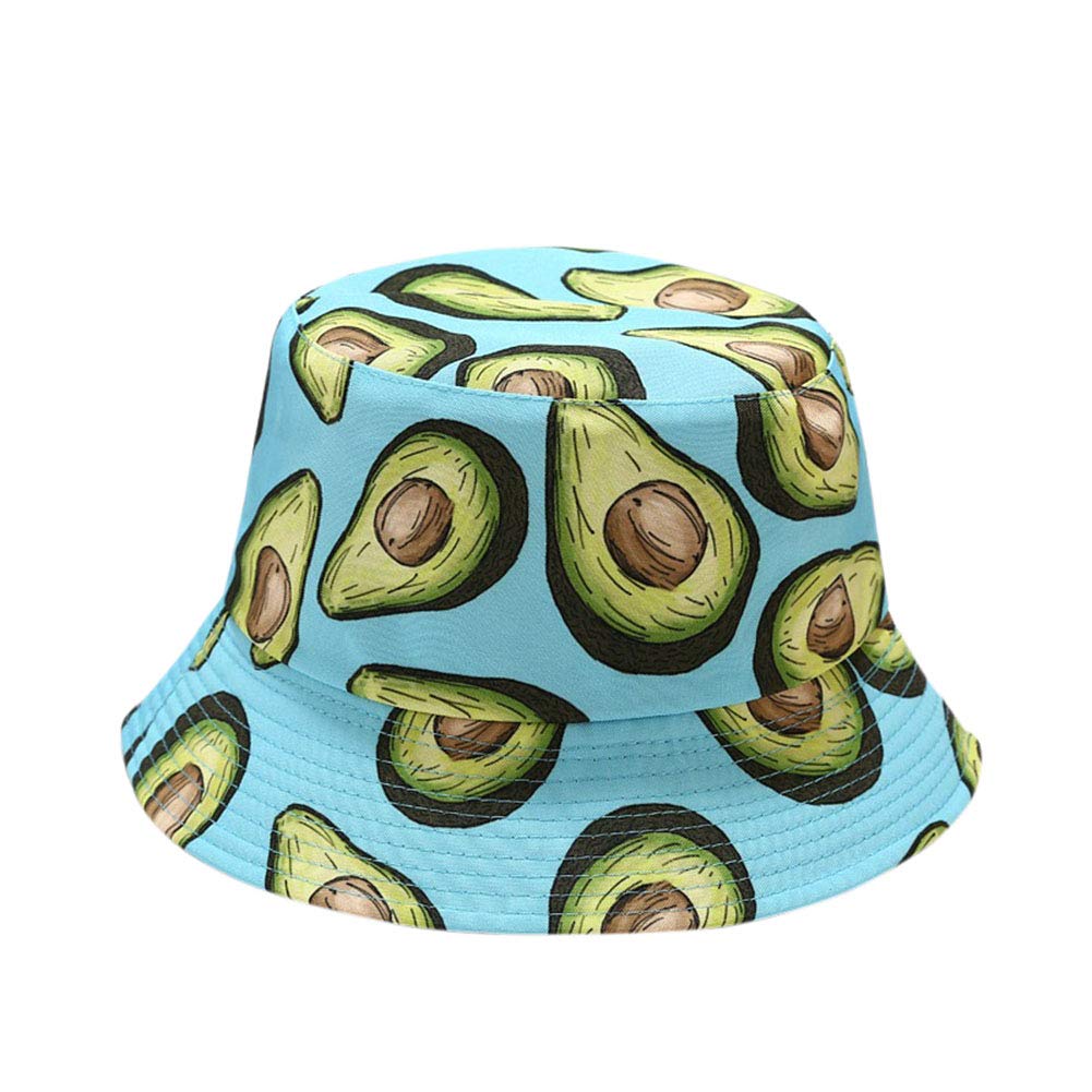 FASUND Unisex Reversible Bucket Hat Summer Fishing Fisherman Beach Packable Sun Hat for Men Women 24-Blue Avocado