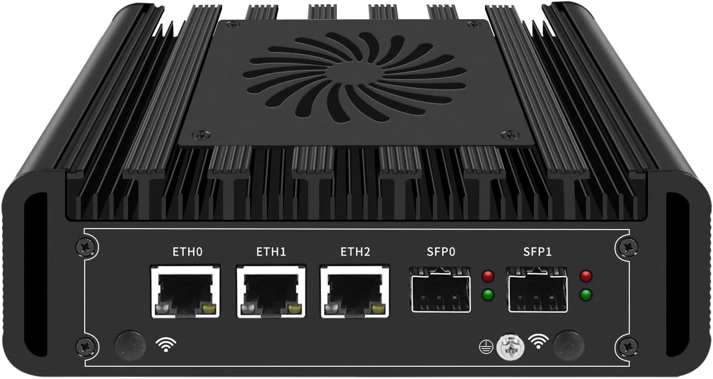 Mini PC N100 Firewall Hardware Inte l82599ES 2 x 10GbE SFP+, 3 x i226V 2.5GbE LAN OPNsense Appliance,AES-NI, 2HD, NO RAM NO SSD