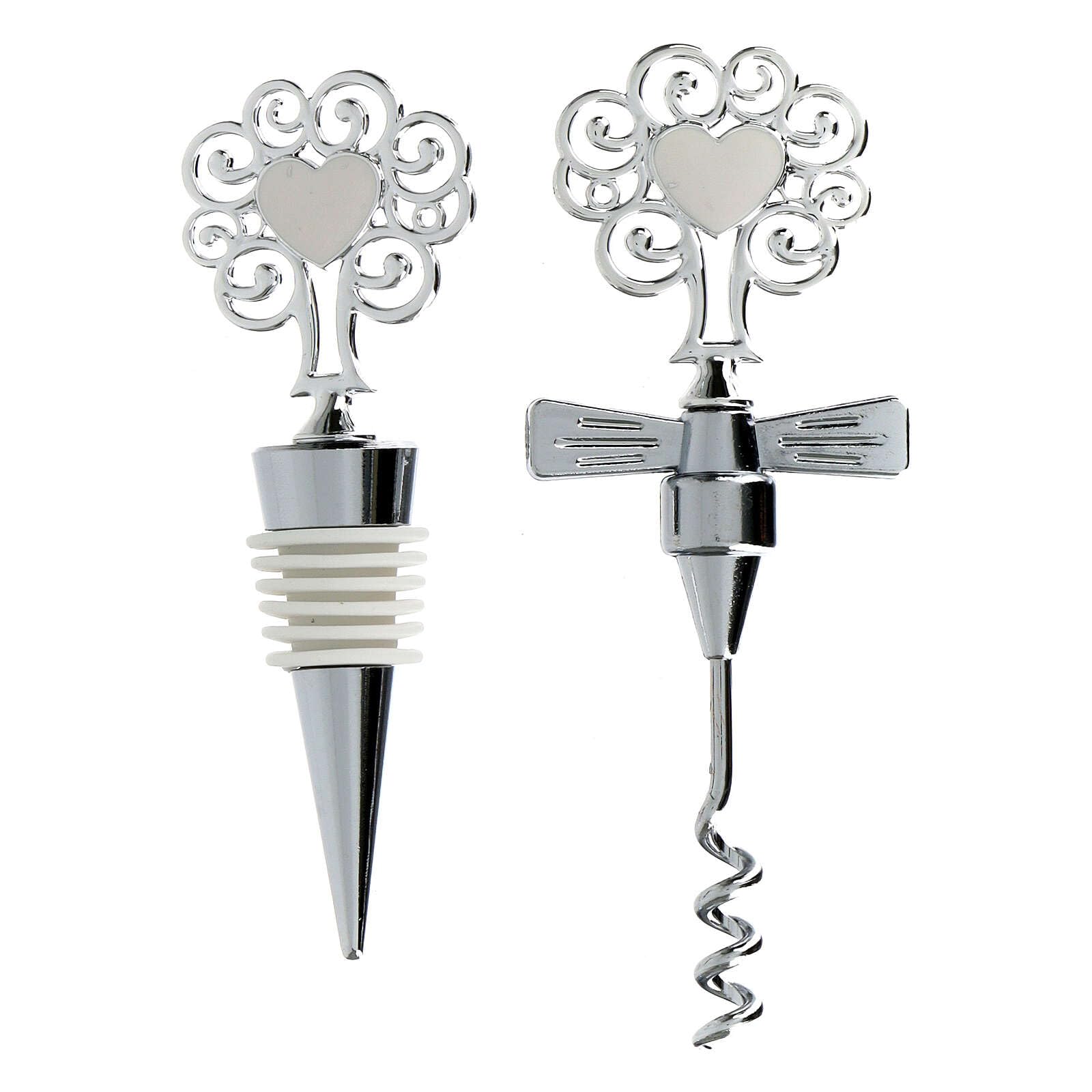 Wine Set: Corkscrew and Cork, Silver Metal, 5 in