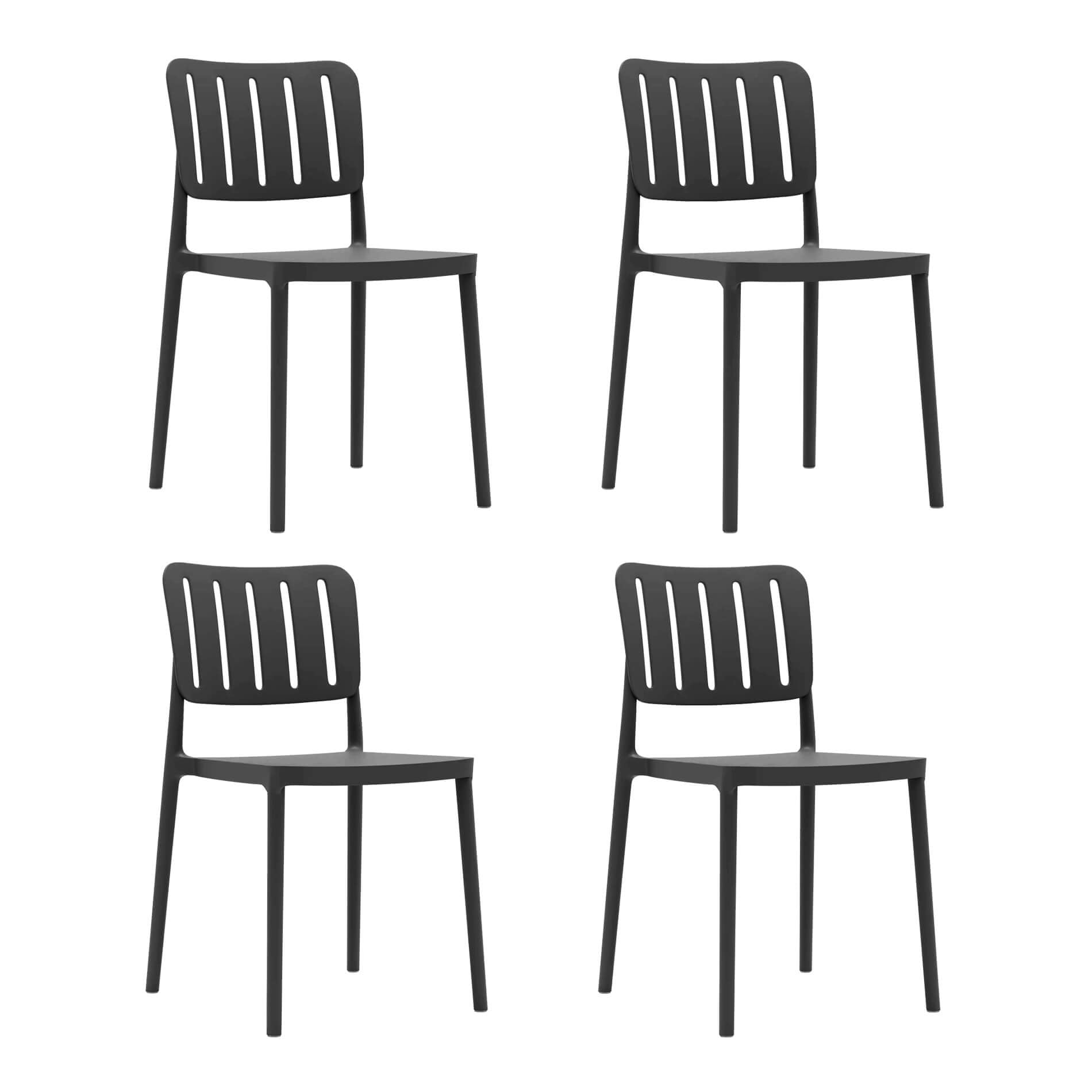 Rebecca Mobili Set 4 Sedie Impilabili, Sedie da Esterno, Nero, Polipropilene, Salvaspazio, Eleganti, per Giardino o Sala da Pranzo - Misure HxLxP: 82 x 42 x 53 cm - Art. RE7194V8M4
