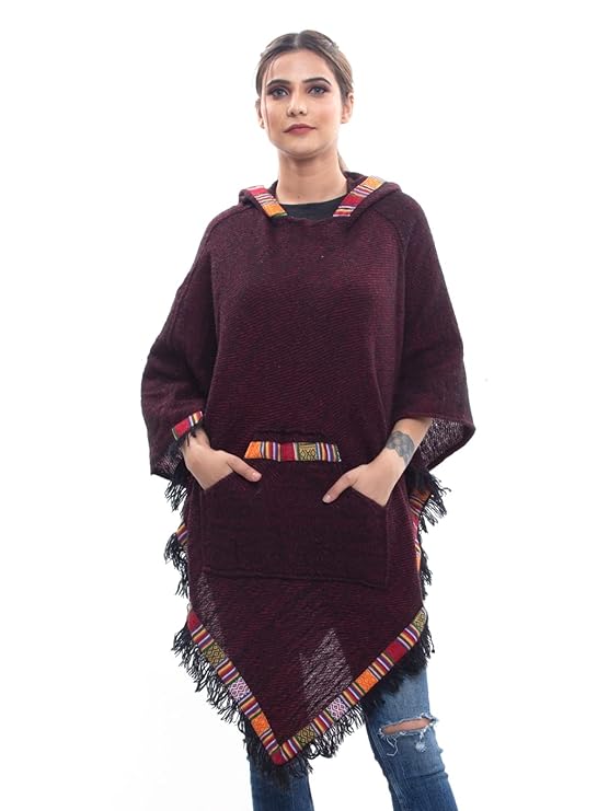 Shulbha Unisex Ponchos Jacket Maroon Free