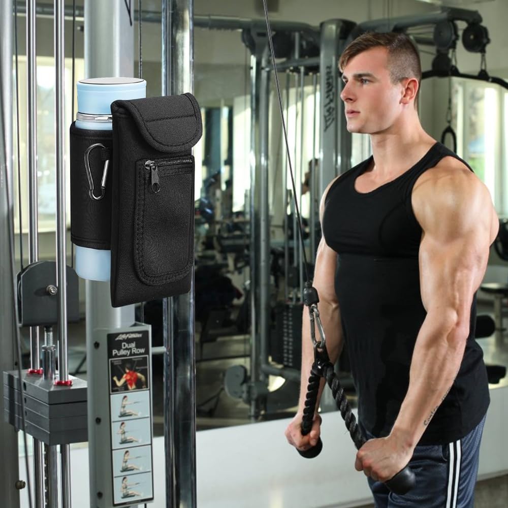 Bolsa Magnética Gym para Botellas, Soporte Móvil para Gimnasio y Exterior, Negro