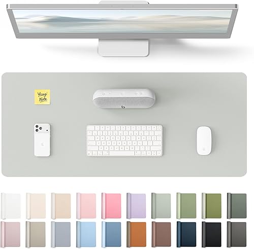 Miniatura 60 de YSAGi Protector de escritorio de cuero, tapete de oficina, alfombrilla grande para mouse, secante antideslizante de cuero PU, escritorio