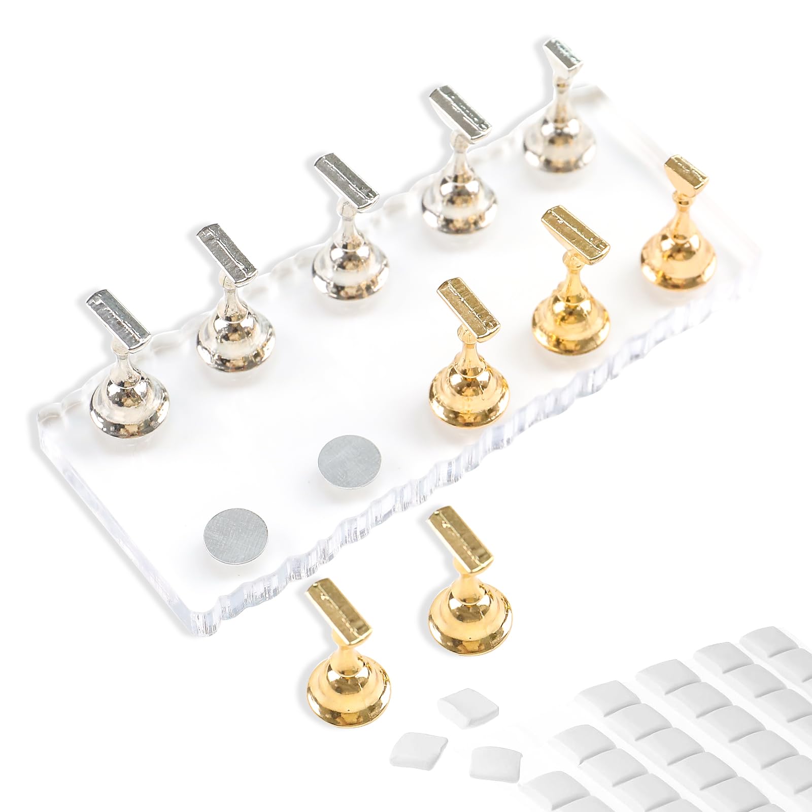 BQAN Nail Holder for Painting Nails, Transparent Acrylic Nail Stand for Press on / Fake Nail Tips Training / Nails Display with Reusable Adhesive Putty (Wave)