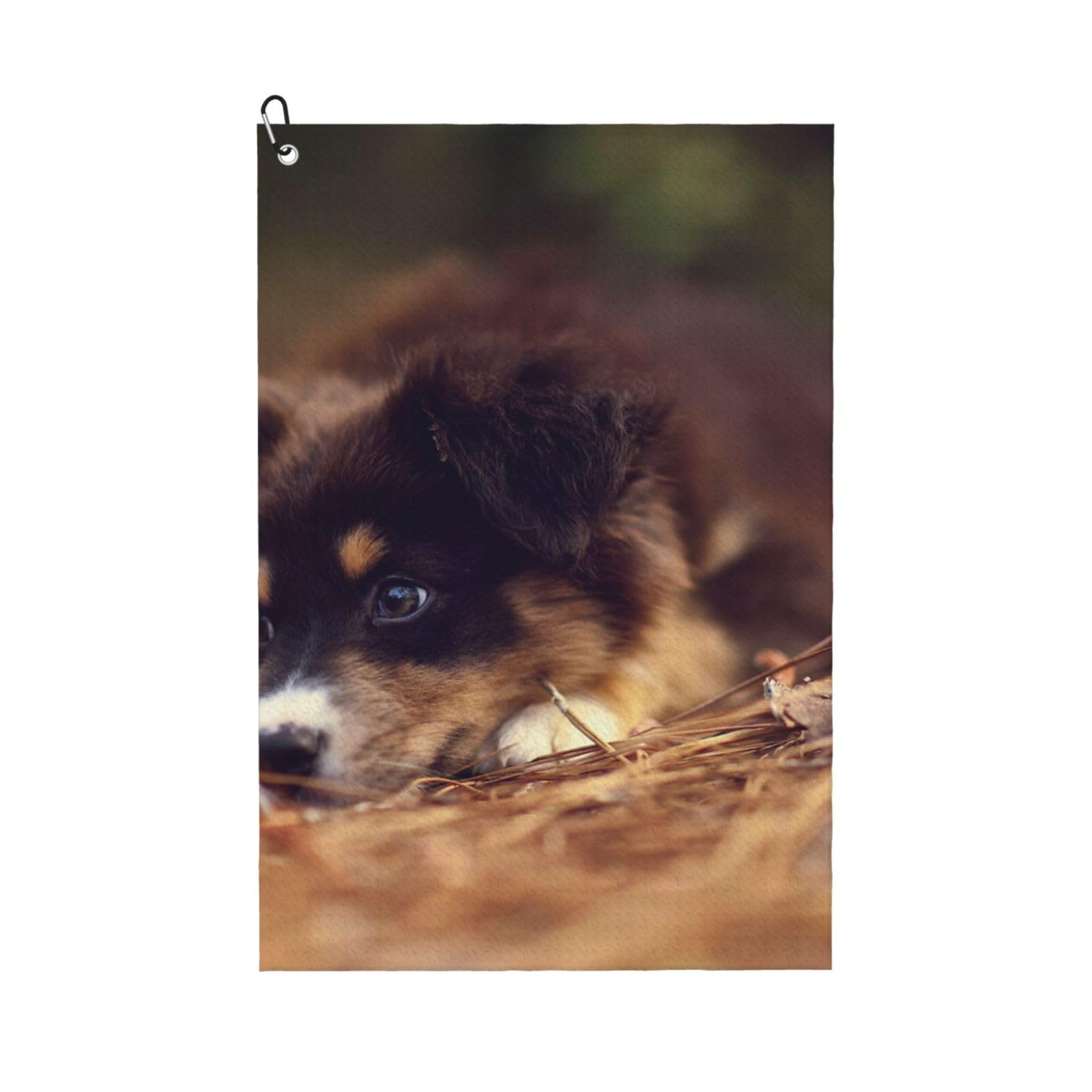 Hnnkloy Border Collie Puppy Bokeh Brown Border Collie, 16x24 in Portable Waffle Golf Towels with Carabiner Clip for Golf Bag